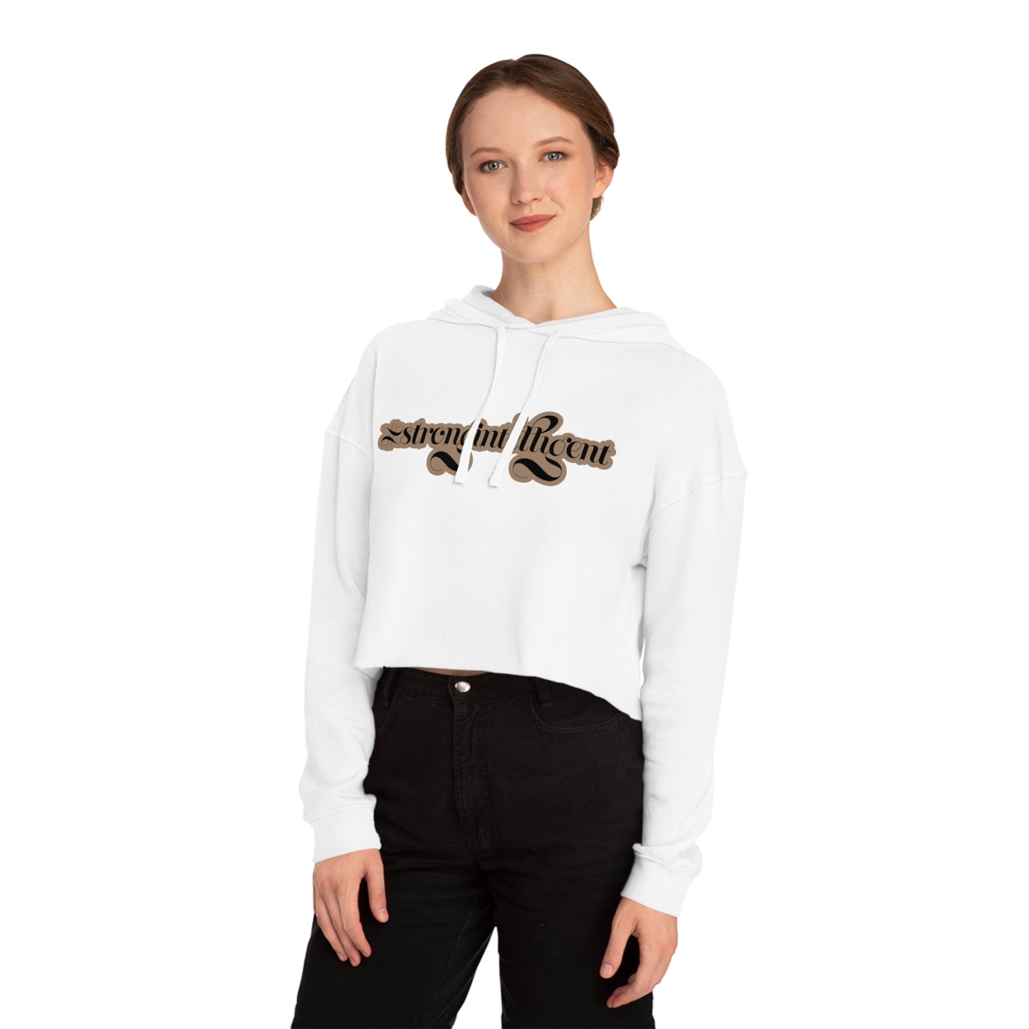 02-015 #Strong Intelligent Women’s Cropped Hooded Sweatshirt