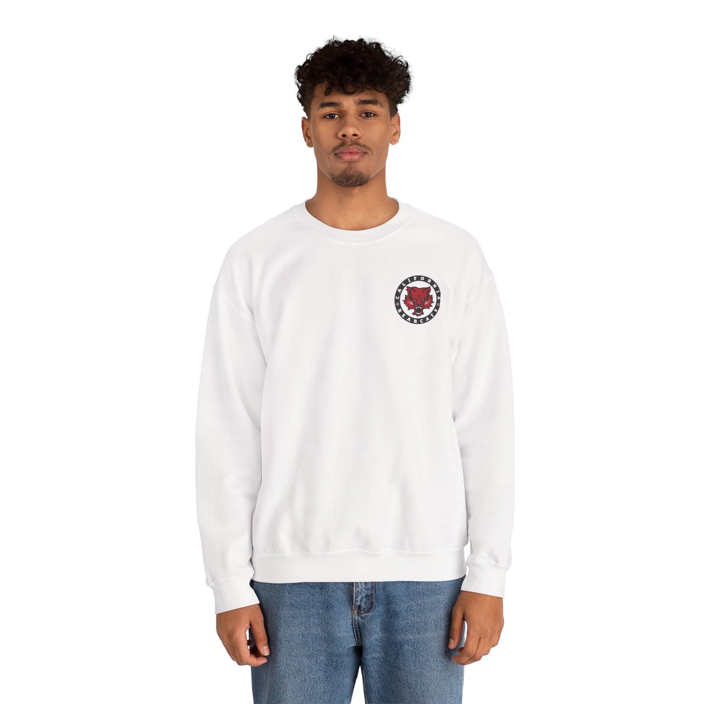 05-016 California Bearcats Pocket Logo Unisex Heavy Blend™ Crewneck Sweatshirt (White)