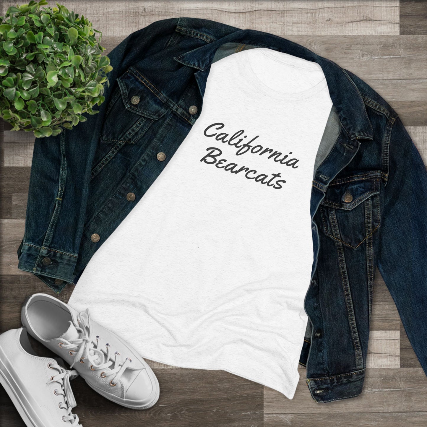 05-012 California Bearcats Script Logo Women's Triblend Tee (White)