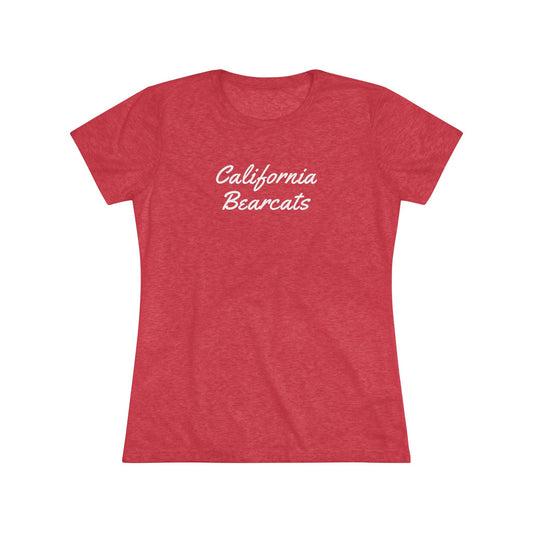 05-013 California Bearcats Script Logo Women's Triblend Tee (Red)