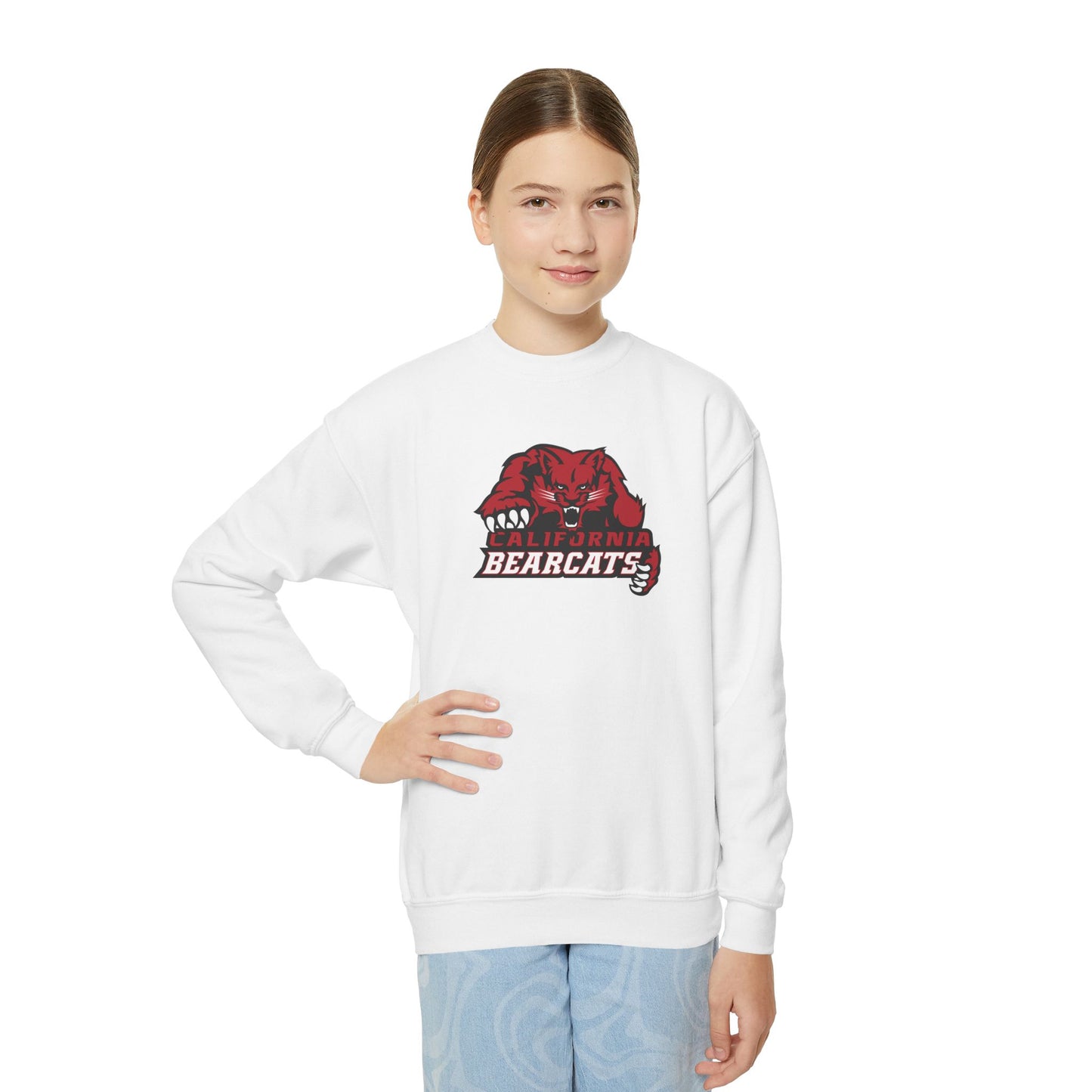 05-023 California Bearcats Dynamic Logo Youth Crewneck Sweatshirt (White)