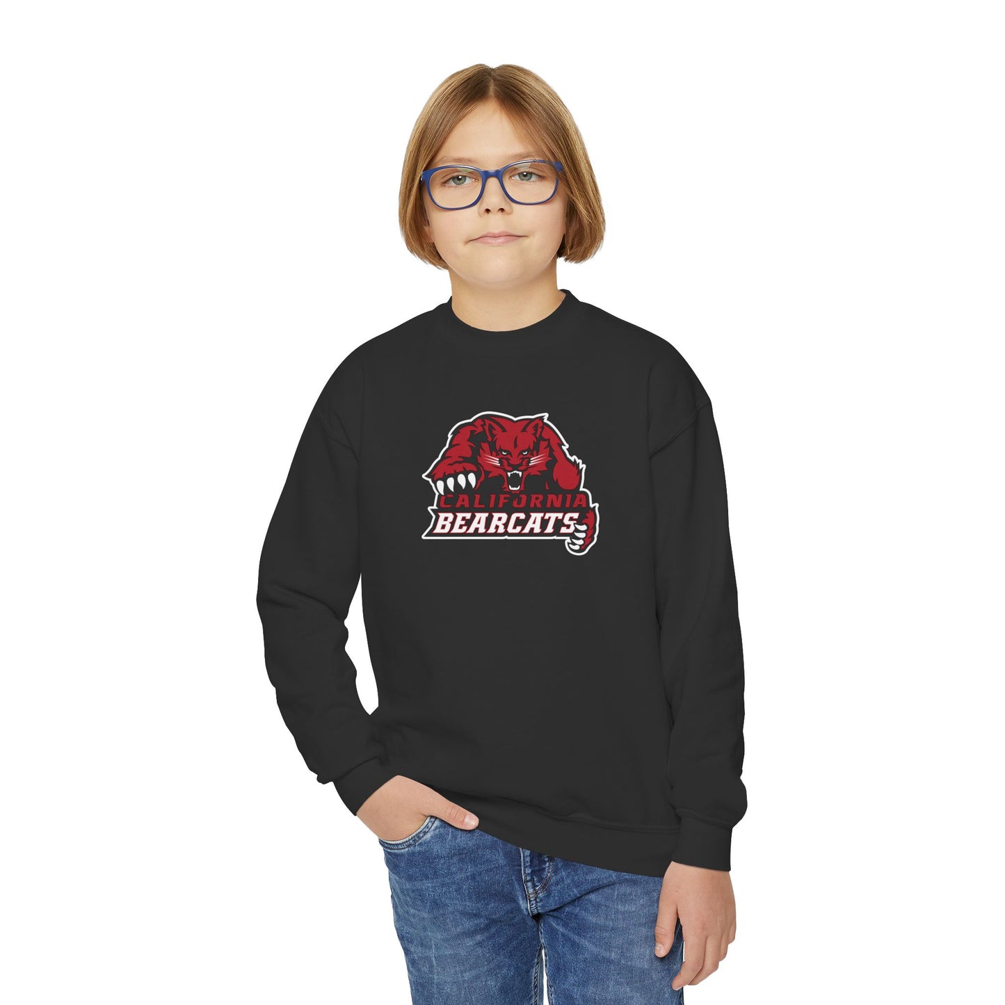 05-022 California Bearcats Dynamic Logo Youth Crewneck Sweatshirt (Black)